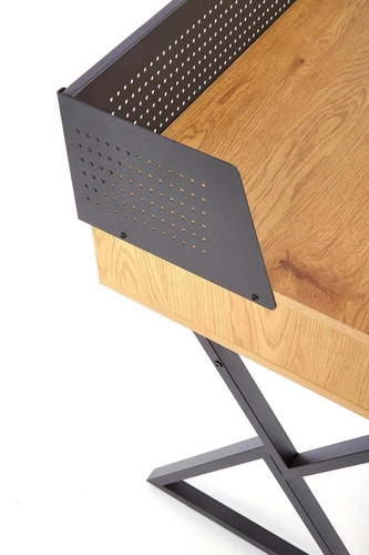 Pracovní stůl Inside industriální s nástavcem a zásuvkou dub zlatý černý 110 cm Intesi