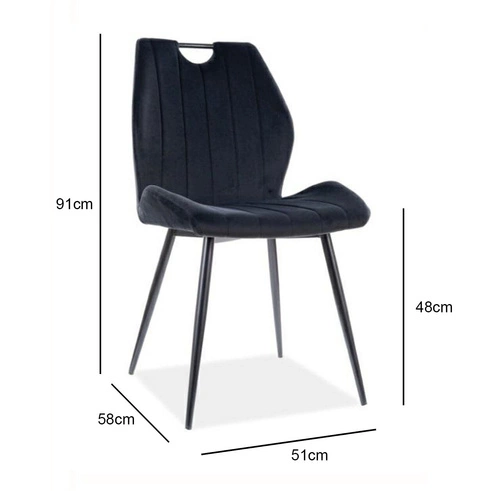 Jídelní židle Acron Velvet Intesi černá sametová moderní s kovovými nohami