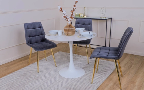 Jídelní židle Pilo šedá sametová čalouněná glamour se zlatými nohami Intesi