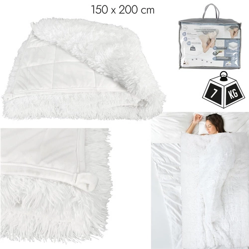 Zátěžová deka Furry 150x200 cm bílá, hebká a teplá na postel do ložnice