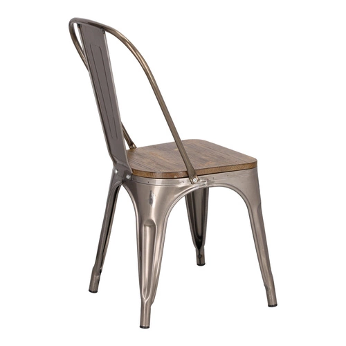 Jídelní kovová židle Paris Wood D2.DESIGN s dřevěným sedákem v industriálním stylu