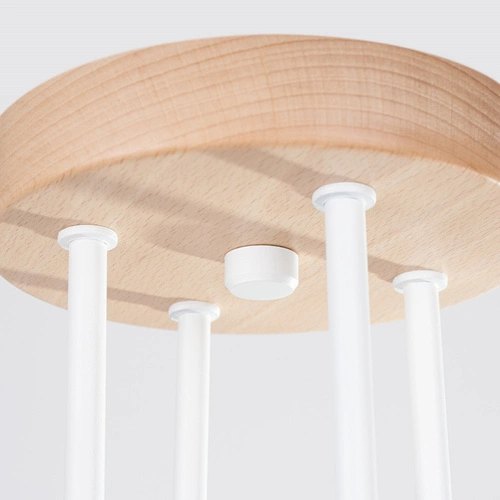 Loftový lustr TIMBO 4 bílý s dřevem do obýváku a jídelny 4 světla SOLLUX