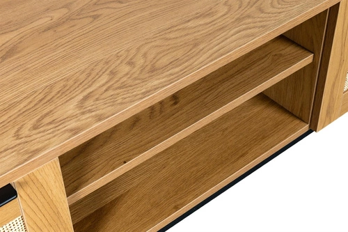 RTV skříňka Capri 150 cm ratanová stojací boho s kovovou podstavou do obýváku přírodní