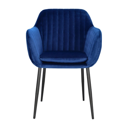 Jídelní židle s područkami, čalouněná modrým sametem, glamour Emilia Actona