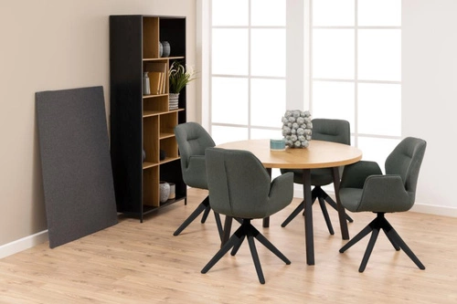 Otočná židle Aura Actona čalouněná šedá s podrǔčkami do obýváku skandinávská