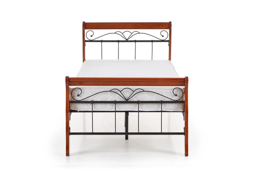 Jednolůžková postel Vera 90x200 dřevěná a kovová vintage do ložnice černá