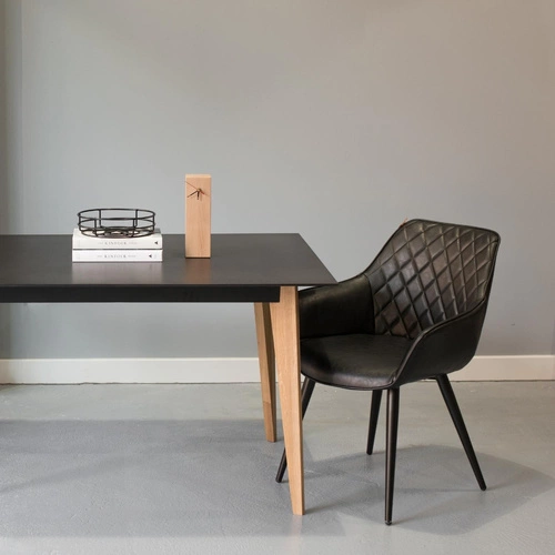 Čalouněná jídelní židle Rox černá ekokůže s područkami do jídelny a kuchyně Intesi