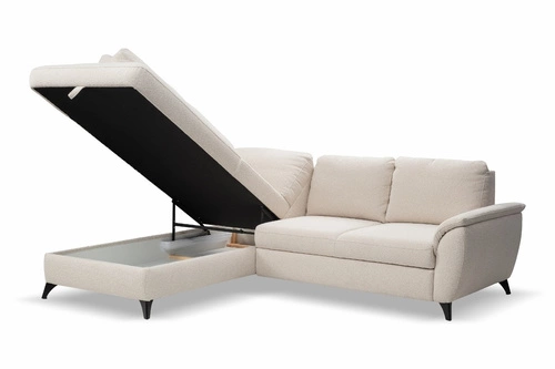 Rohová rozkládací sedačka Nevada béžová moderní levá s úložným prostorem do obýváku Intesi