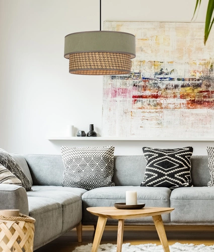 Závěsné svítidlo Livorno moderní textilní do obýváku a jídelny mátově-béžové 35 cm