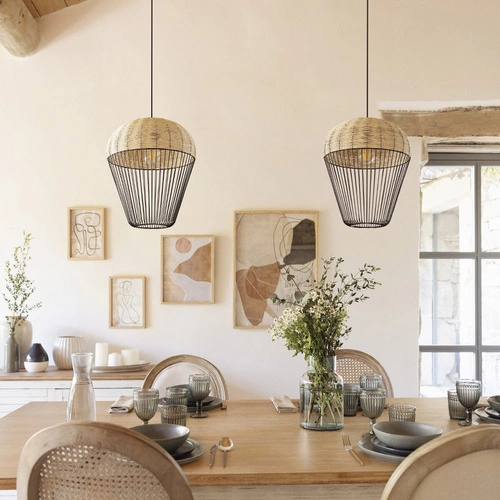 Visící lampa Anea černá / přírodní