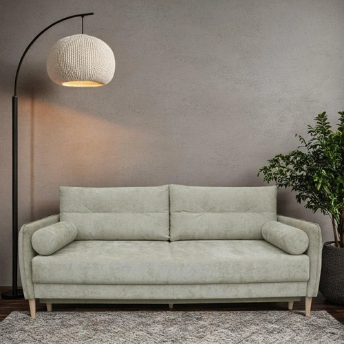 Rozkládací pohovka Lika 3místná s úložným prostorem a funkcí spaní béžová do obývacího pokoje