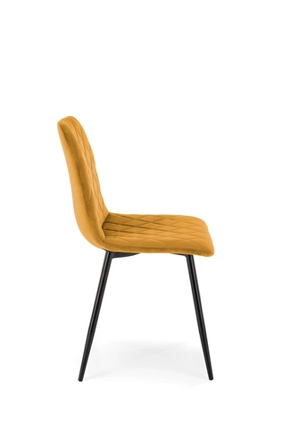 Jídelní židle Uferyn Intesi čalouněná samet hořčicová moderní prošívaná černé nohy