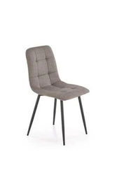 Čalouněná židle Fime šedá do jídelny a obýváku moderní s černými kovovými nohami