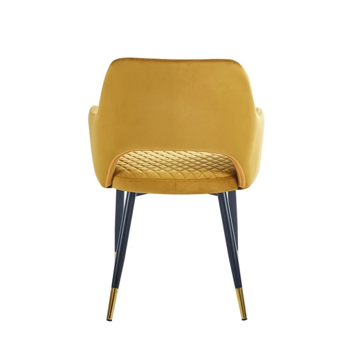 Čalouněná jídelní židle Olivia Velvet hořčicová s područkami ve stylu glamour