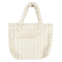 Kožešinová taška na nákupy v krémové barvě