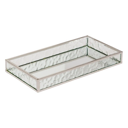 Sada 2 obdélníkových dekoračních zrcadlových stříbrných táců Ania Atmosphera