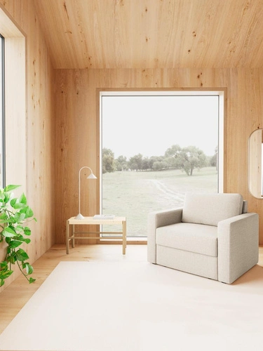 Rozkládací křeslo na spaní Fleury béžový samet do obývacího pokoje