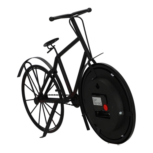 Stojací retro hodiny ve tvaru kola Dimitri černé tichý mechanismus do obýváku nebo ložnice Atmosphera