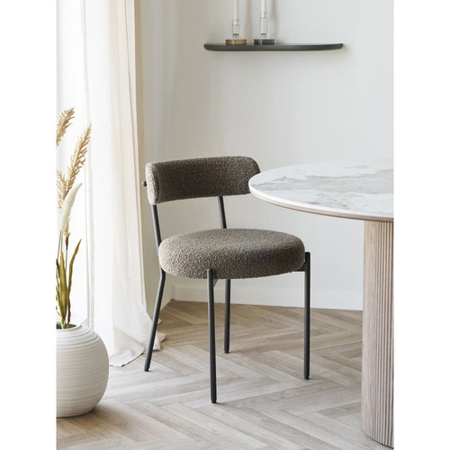 Židle Badalona čalouněná hnědá bouclé do jídelny a obýváku