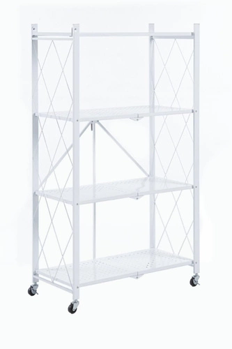 Kovový regál na kolečkách Lema bílý loftový do ložnice, šatny a předsíně Intesi