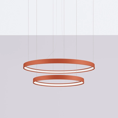 LED lustr RIO 2 červený moderní nastavitelný do obýváku, ložnice nebo nad stůl