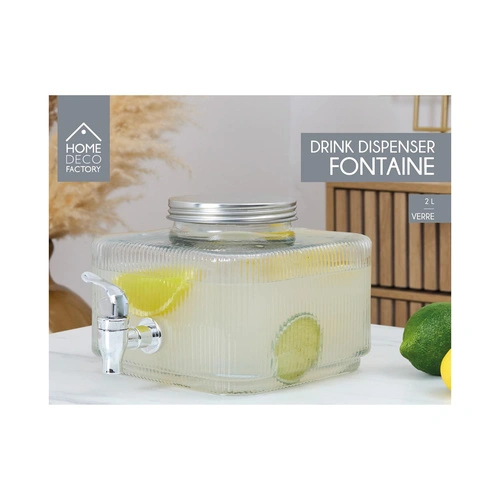 Skleněný nápojový zásobník s kohoutkem Colar Square 2 l na limonádu Intesi