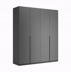 Moderní čtyřdveřová šatní skříň Otto v antracitu s policemi a tyčí do ložnice