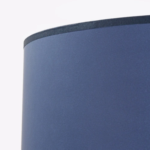 Moderní stojací lampa do obýváku NEVIA tmavě modrá s textilním stínidlem na kovové základně