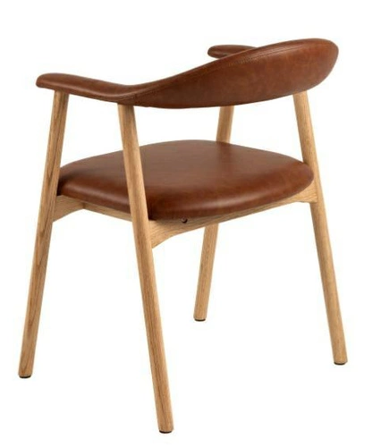 Jídelní židle Addi Actona čalouněná ekokůže hnědá s područkami dub skandinávský