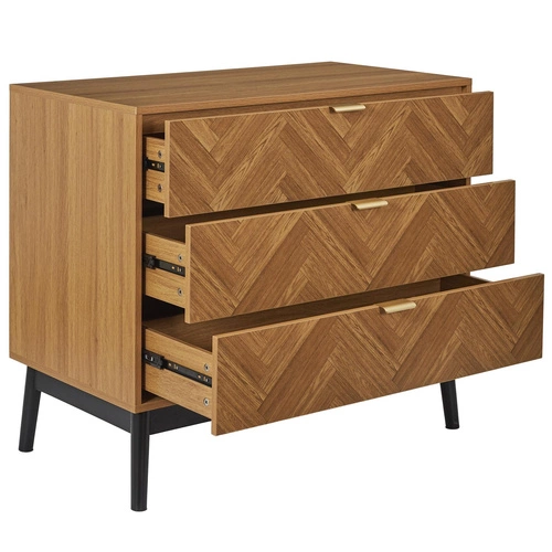 Komoda se zásuvkami Felix přírodní skandinávský vzor rybí kost na nožkách do obýváku Intesi