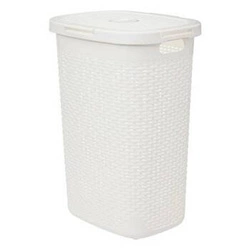 Koš na prádlo 60 l syntetický ratan bílý