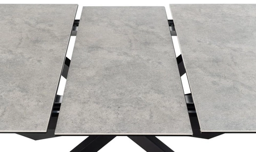 Rozkládací jídelní stůl Irwine Actona šedá keramická deska černé nohy moderní 168–210x90 cm