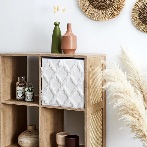 Látková krabice 30x30 do regálu Boho Intesi skládací dekorativní bílá