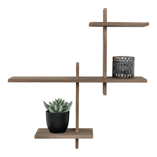 Dřevěná nástěnná police Gavi na knihy a dekorace do obýváku skandinávský styl Intesi 53 cm