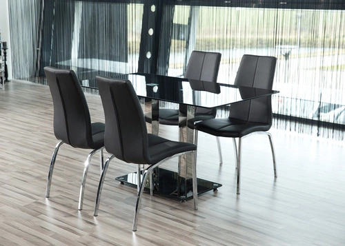 Sada 4 černých čalouněných židlí Asama