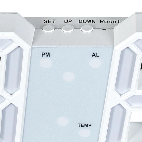 Moderní digitální LED budík Intesi bílý na noční stolek do ložnice