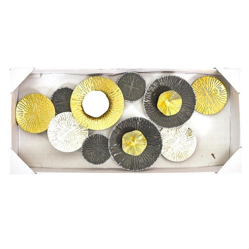 Kovová nástěnná dekorace Anemone Intesi moderní zlatá ozdoba do obýváku 80 cm