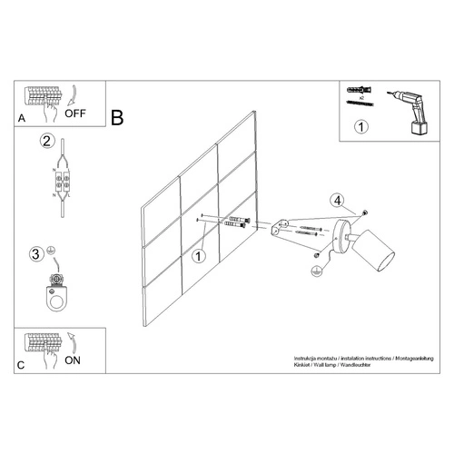 Nástěnná lampa LEMMI 1 černá kovová nastavitelná moderní do obýváku a ložnice SOLLUX