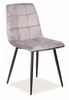 Jídelní židle Mello Intesi čalouněná sametem šedá moderní s černými nohami