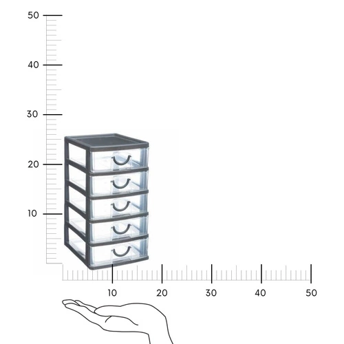 Stolní organizér s 5 zásuvkami šedý
