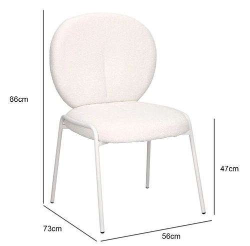 Čalouněná židle Bianco boucle bílá do jídelny a obýváku moderní skandinávský styl Intesi