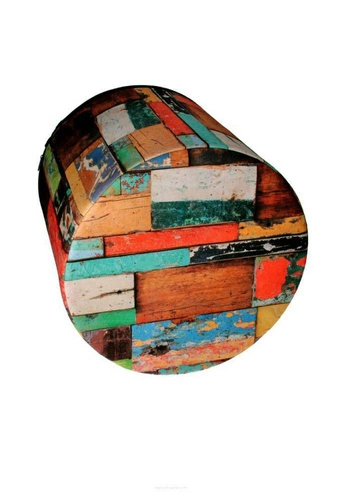 Čalouněný kulatý taburet Thais multicolor do obýváku a ložnice moderní 40 cm