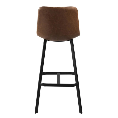 Barová židle Oregon Actona industriální s opěrkou, hnědá ekokůže, do kuchyně a k ostrůvku, 76,5 cm