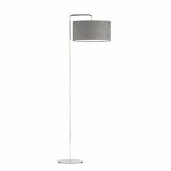 Moderní šedá stojací lampa do obýváku s velurovým stínidlem BOLIVIA LYSNE 156 cm