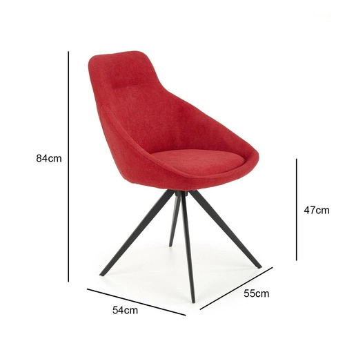 Čalouněná jídelní židle Lea Intesi moderní červená s područkami na kovových nohách