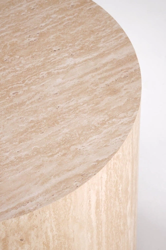 Konferenční stolek Travertino kulatý malý 45 cm moderní do obýváku v barvě travertinu Intesi