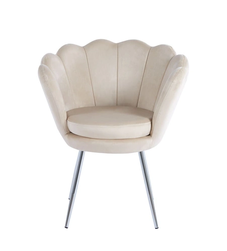 Čalouněná sametová jídelní židle Fiona Intesi béžová s područkami ve stylu glamour