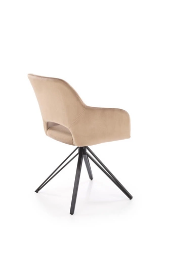 Otočná čalouněná židle Cretas Velvet Intesi béžová s područkami do jídelny