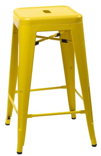 Barová stolička Paris 66 cm žlutá kovová bez opěradla industriální k kuchyňskému ostrůvku inspirovaná Tolix