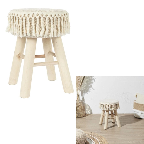 Dřevěná stolička Pampa béžová Intesi do obýváku a ložnice v boho a skandinávském stylu